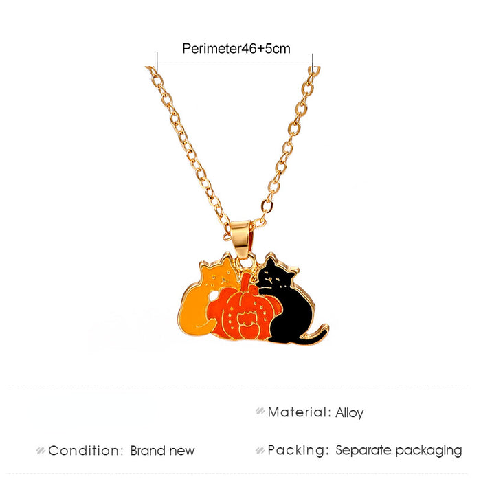 Wholesale Necklace Alloy Drip Pumpkin Cat Cartoon JDC-NE-KAN006