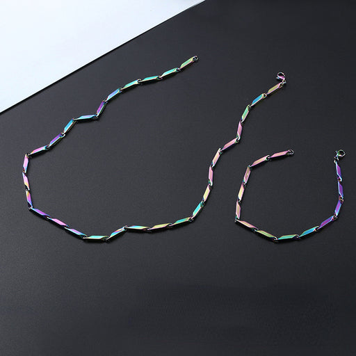 Jewelry WholesaleWholesale colorful vacuum -plated melon seed chain stainless steel necklace MOQ≥5 JDC-NE-pengshi001 Necklaces 鹏仕 %variant_option1% %variant_option2% %variant_option3%  Factory Price JoyasDeChina Joyas De China