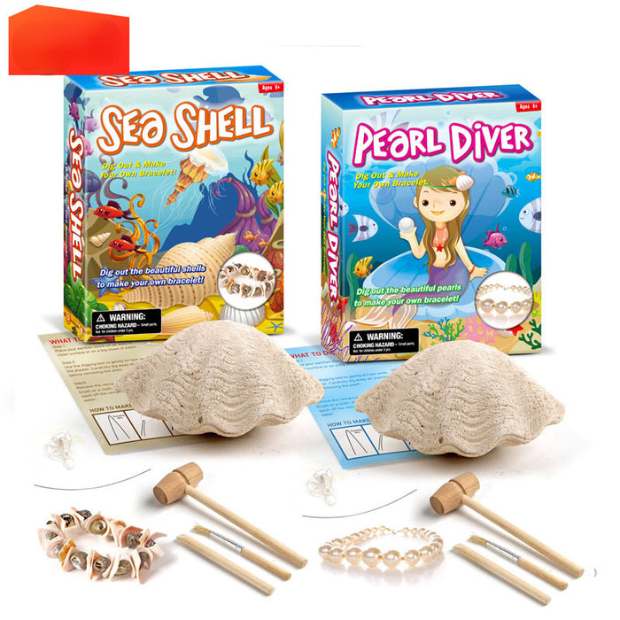 Wholesale DIY Assembled Shell Pearl Bracelet Archaeological Toy Excavation MOQ≥3 JDC-FT-HuaO004