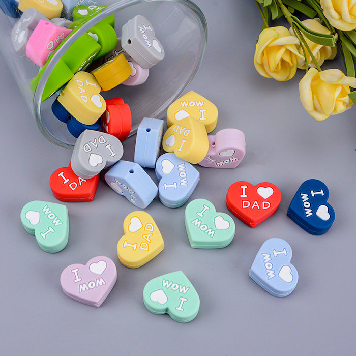 Wholesale 20PCS Mother's Day Silicone Heart 25mm X 20mm Beads JDC-BDS-BX011