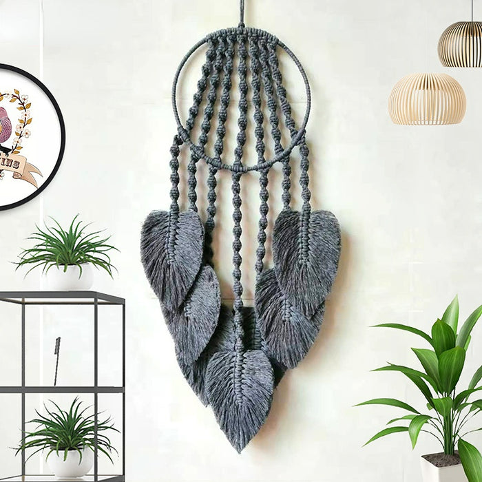 Wholesale Cotton Thread Iron Ring Leaves Tapestry Weave Dreamcatcher MOQ≥2 JDC-DC-ZH007