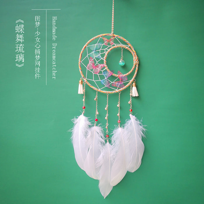Wholesale Earrings Feather Butterfly Dance Glass Pendant MOQ≥2 JDC-DC-ZZ007