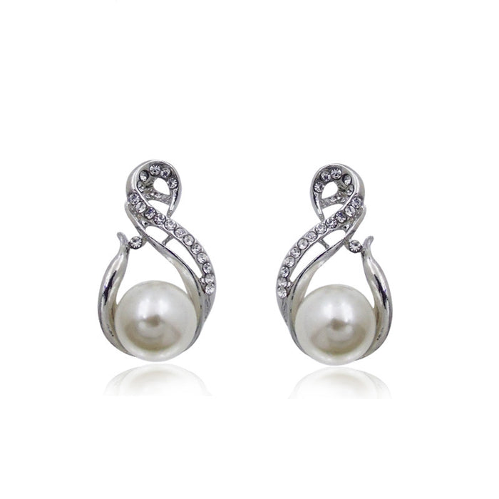 Wholesale Necklace Alloy Pearl Diamond Earrings Set MOQ≥2 JDC-NE-LanT004