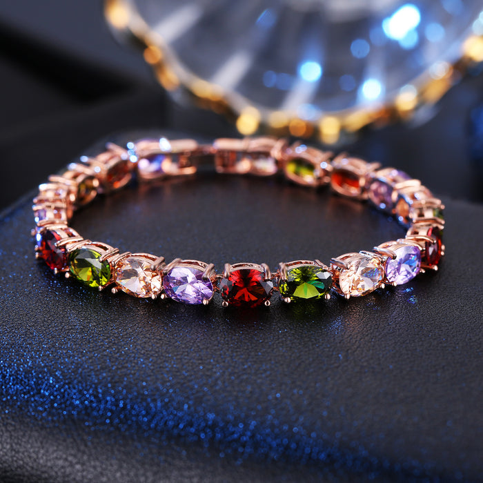 Wholesale Colorful Zircon Elegant Zircon Flash Diamond Color Bracelet Set JDC-BT-DDD001
