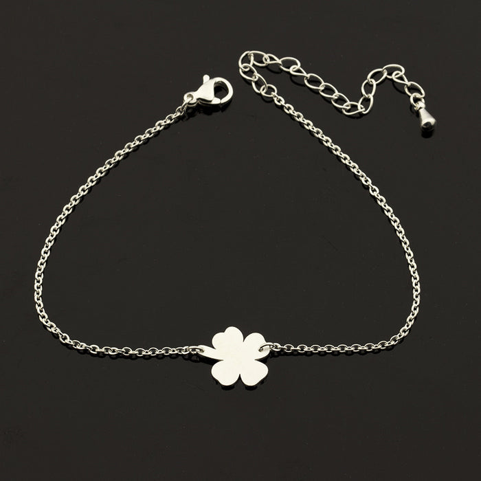 Wholesale Four Petals Three Leaf Jewelry Stainless Steel Lucky Bracelet JDC-BT-MengX002
