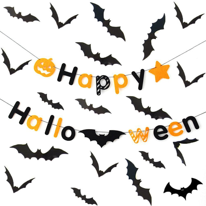 Wholesale Halloween Plastic Bat Wall Sticker Decoration MOQ≥10 JDC-DCN-AoFou002