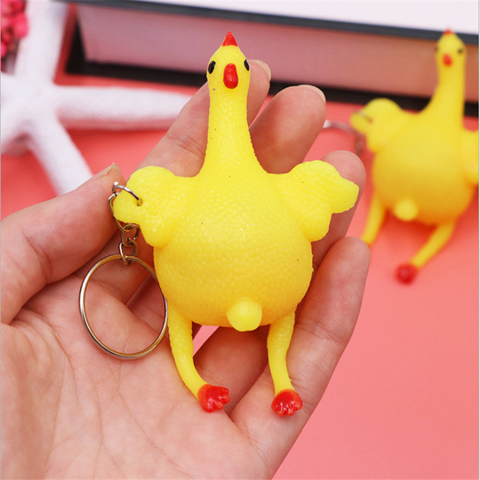 Wholesale cartoon egg laying chicken keychain pendant to decompress and vent JDC-KC-RJ002