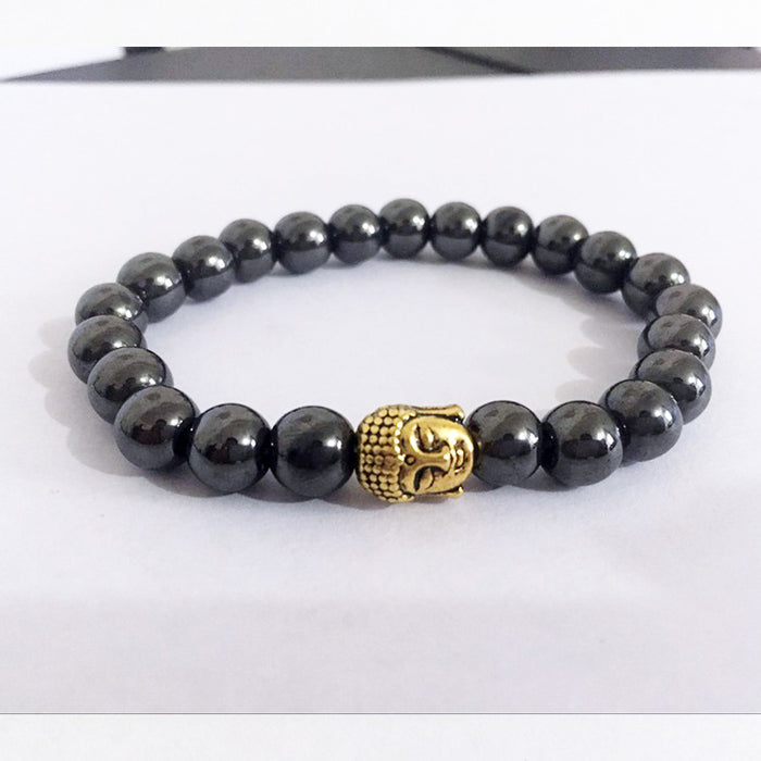 Wholesale alloy gold and silver Buddha head black gall magnet Buddha bracelet MOQ≥3 JDC-BT-ManS002
