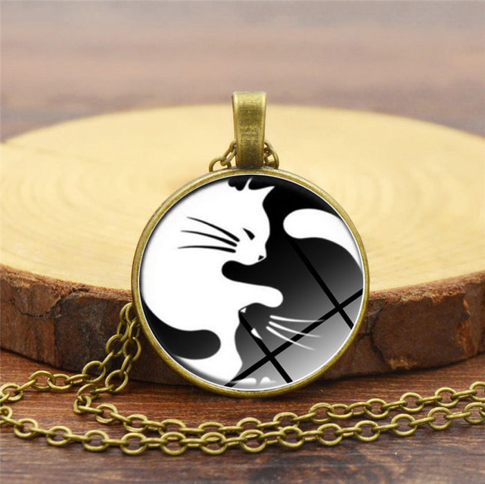 Wholesale Necklace Alloy Yin Yang Tai Chi Cat Gemstone JDC-NE-HengX006