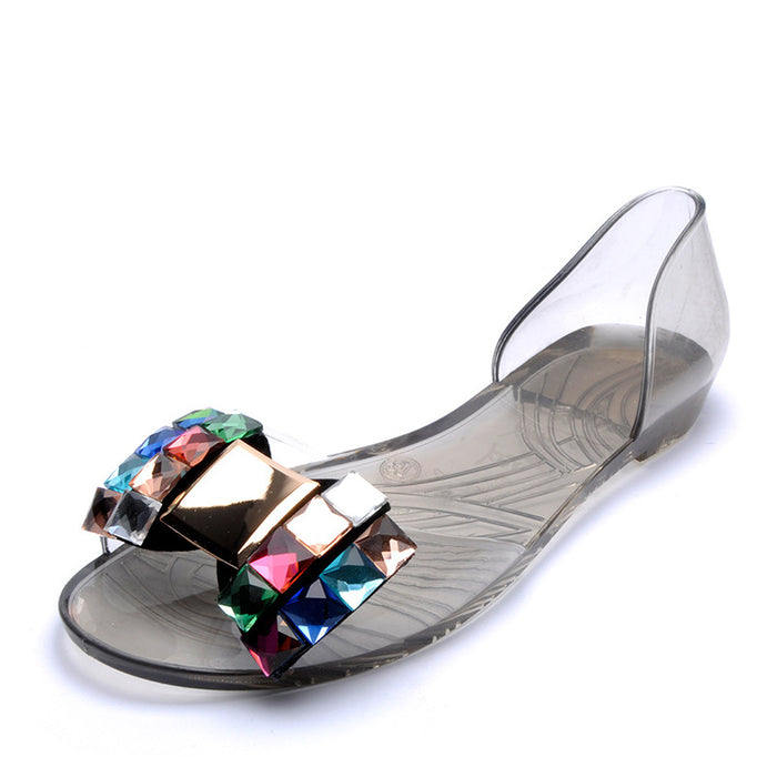 Wholesale sandals summer transparent crystal shoes fish mouth jelly shoes JDC-SD-XHB001