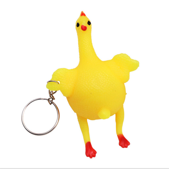 Wholesale cartoon egg laying chicken keychain pendant to decompress and vent JDC-KC-RJ002