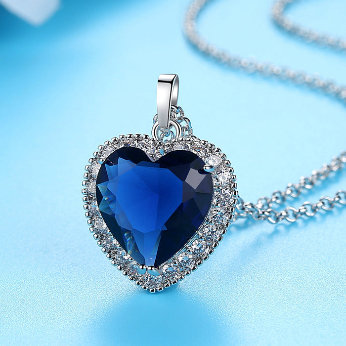 Wholesale Necklace Copper Diamond Set Zircon Ocean Heart Clavicle Chain JDC-NE-BM006
