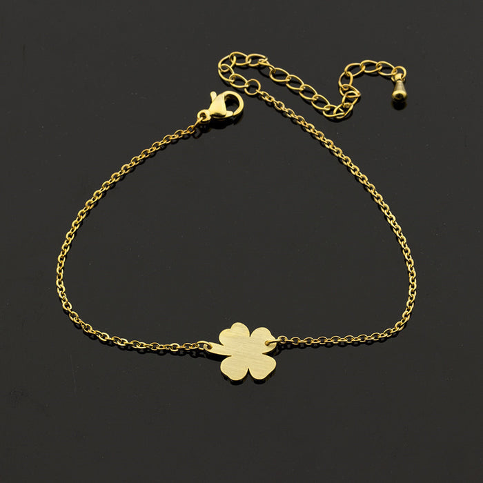 Wholesale Four Petals Three Leaf Jewelry Stainless Steel Lucky Bracelet JDC-BT-MengX002