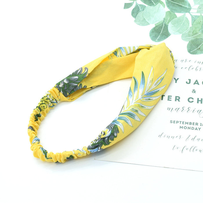 Wholesale Stretch Cross Pineapple Leaf Cloth Headband JDC-HD-FAB001