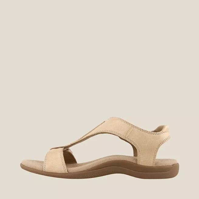 Wholesale Summer Flat Arch Solid Color Velcro One Word Casual Beach Plus Size Sandals JDC-SD-YongL001
