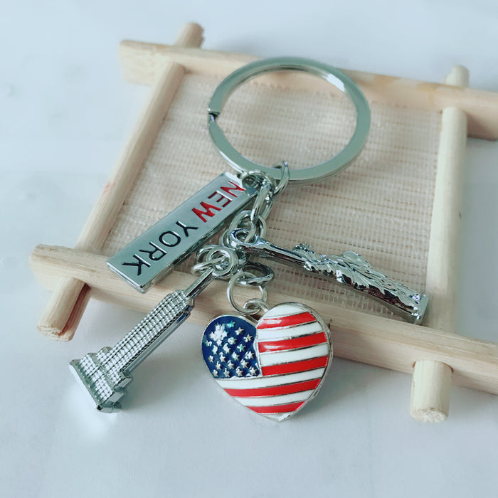 Wholesale 4th of July Alloy Double Sided Stereo American Souvenir Independence Day Key Chain MOQ≥2 JDC-KC-CZhi001