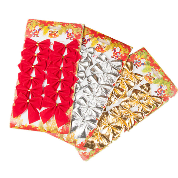 Wholesale 12pcs Red Gold Silver Bow Christmas Decoration JDC-DCN-JinHao003