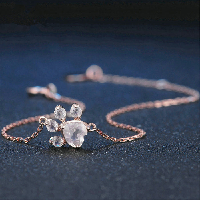 Wholesale Necklace Copper Cat Claw Heart Footprint Necklace Stud Earrings Bracelet Ring Set JDC-NE-DingR004