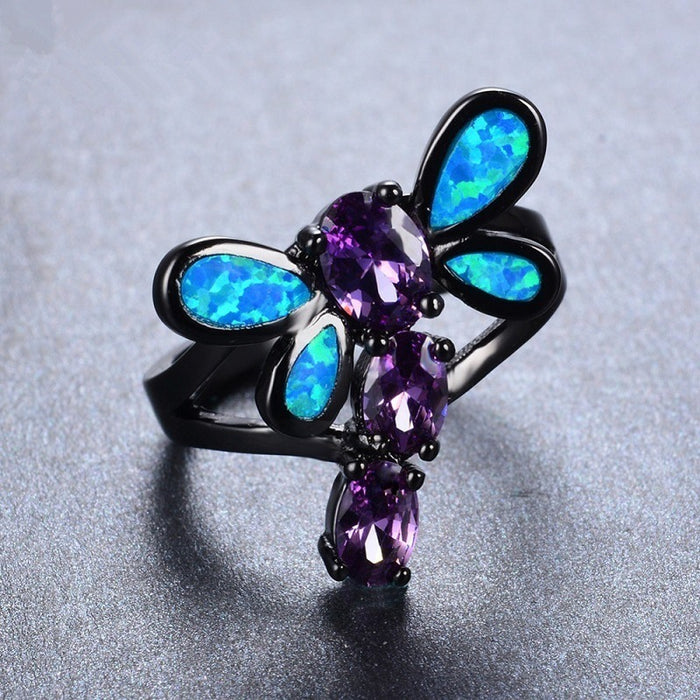 Wholesale Rings Alloy Dragonfly Shaped Diamond JDC-RS-AnC001
