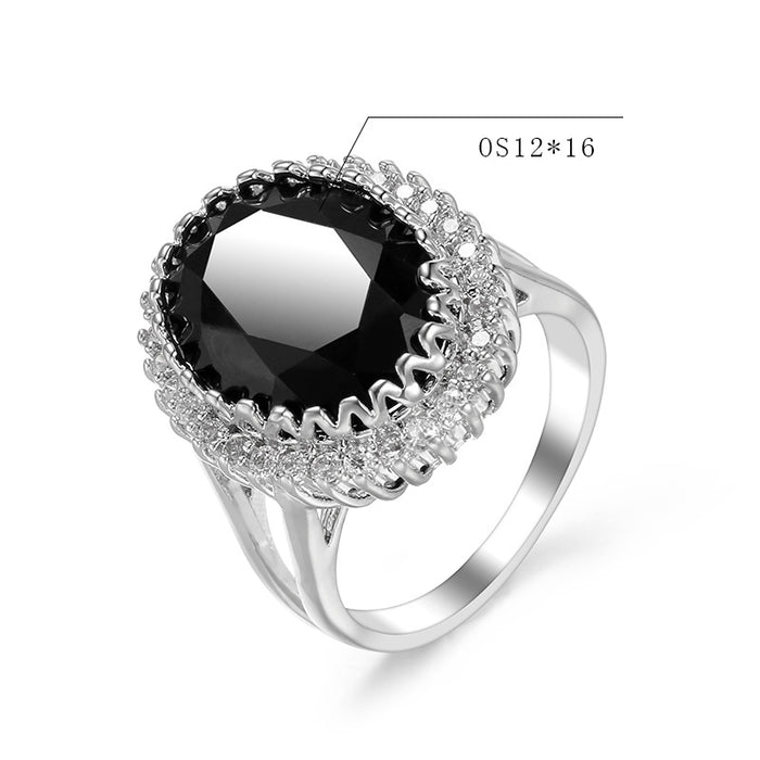 Wholesale Ring Trend Exaggerated Inlaid Zircon Silver Ring JDC-RS-LongY003