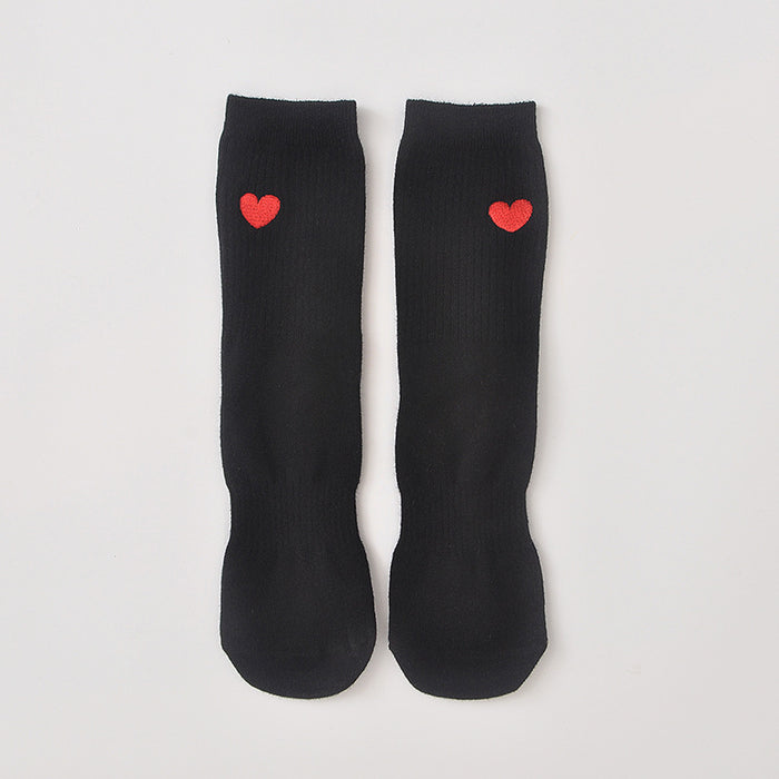 Wholesale Sock 100% Cotton Breathable Sweat Absorbing Love Middle Tube MOQ≥5 JDC-SK-AiM002