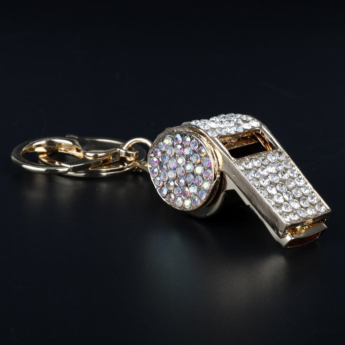 Wholesale exquisite diamond-studded whistle keychain creative metal car keychain JDC-KC-AngJ008