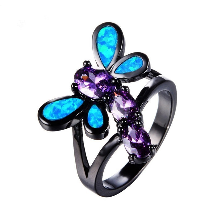 Wholesale Rings Alloy Dragonfly Shaped Diamond JDC-RS-AnC001