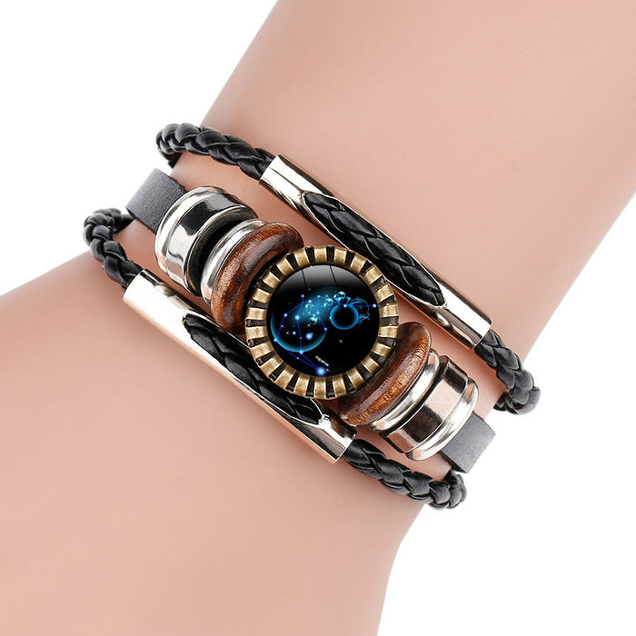 Wholesale Bracelet Leather Glass Zodiac Time Stone JDC-BT-NingX011