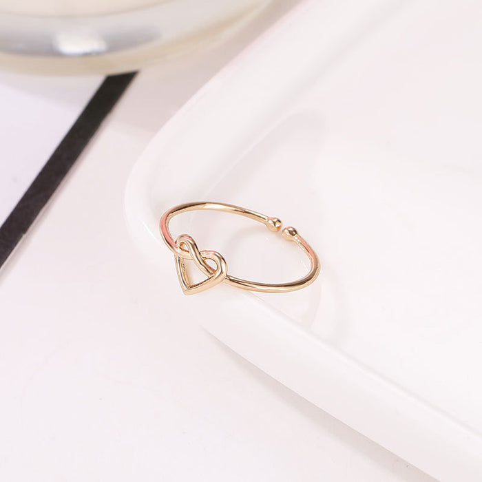 Wholesale Ring Metal Knotted Hollow Heart Opening JDC-RS-D144