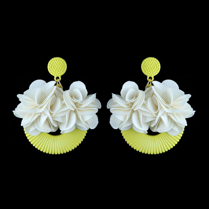 Wholesale Earrings Metal Fabric Small Flowers JDC-ES-V077
