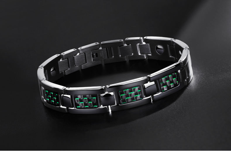 Wholesale magnet germanium stone titanium steel carbon fiber bracelet stainless steel JDC-BT-WJTD004