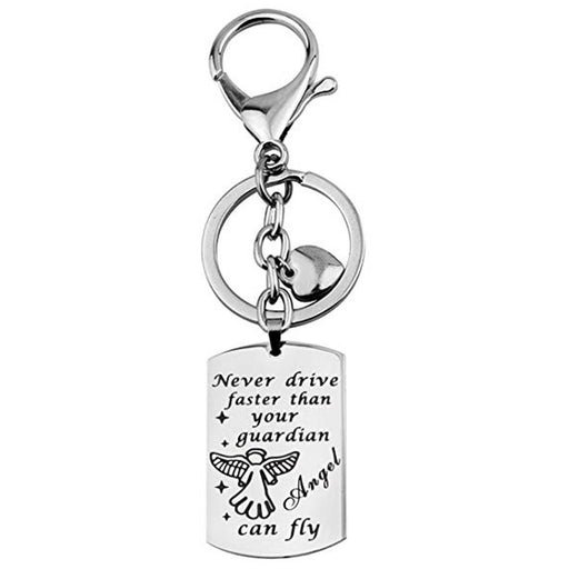 Jewelry WholesaleWholesale Never Drive Faster Than Your Guardian Angel Can Fly Keychain JDC-KC-YiB001 Keychains 亿邦 %variant_option1% %variant_option2% %variant_option3%  Factory Price JoyasDeChina Joyas De China