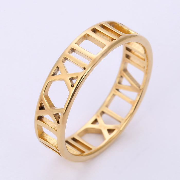 Wholesale Stainless Steel Roman Numeral Rings JDC-RS-ZhongQ003