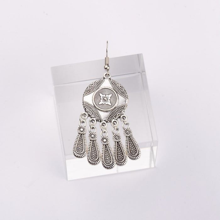 Wholesale earrings alloy palace classical flower tassel MOQ≥2 JDC-ES-DuoW010