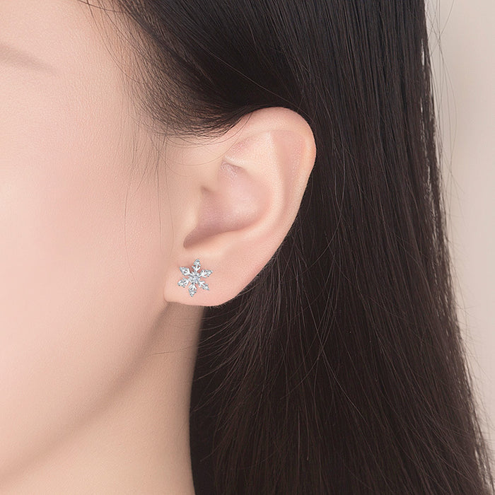 Wholesale Earrings Copper Zircon Snowflake Earrings MOQ≥2 JDC-ES-WEIH016