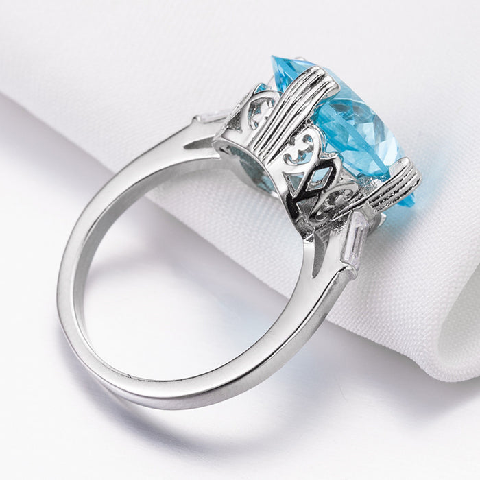 Anillo de cobre de diamantes de topacio azul claro al por mayor JDC-RS-Zhenr020