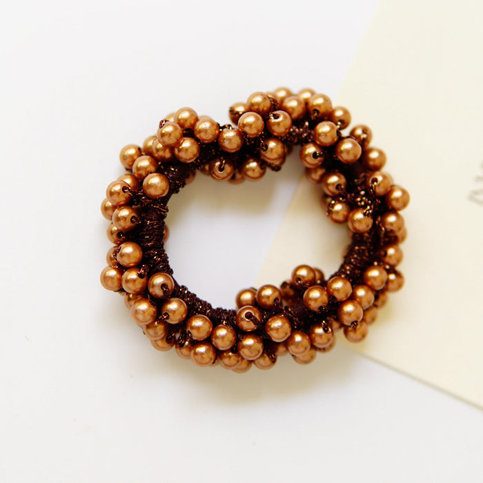 Wholesale 8 Colors Whole Circle Pearl Hair Ring Rubber Band Hair Rope JDC-HS-RXGS005