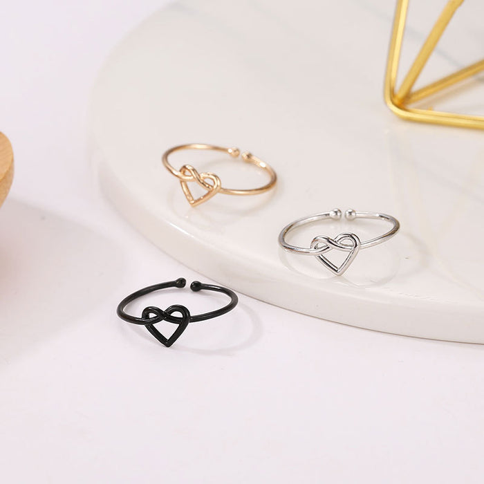 Wholesale Ring Metal Knotted Hollow Heart Opening JDC-RS-D144