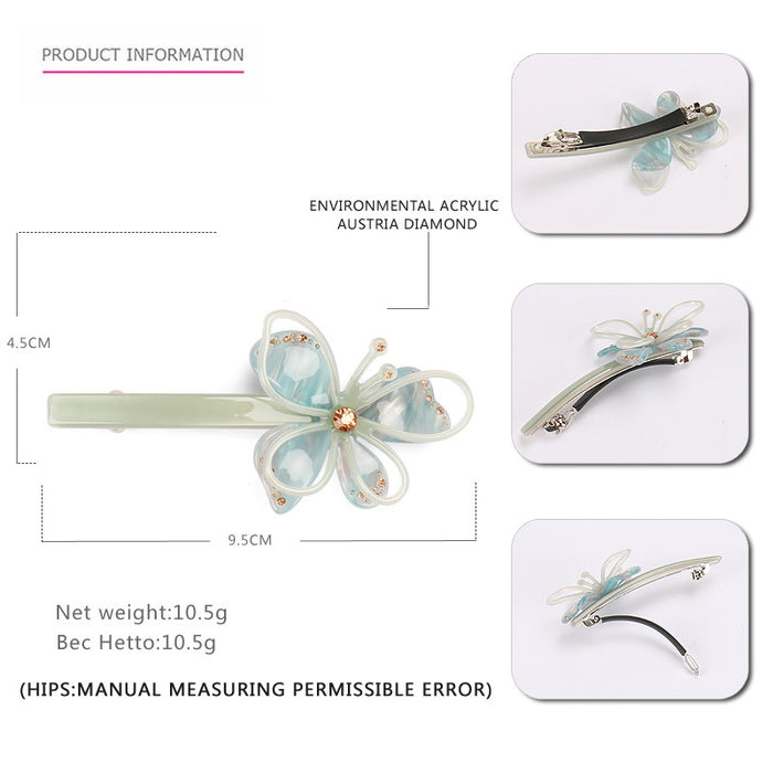 Wholesale Hair Clips Acetate Sheet Austrian Diamonds Butterfly Spring Clip JDC-HC-jinhe012