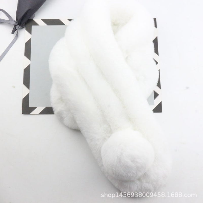 Wholesale Thick Warm Plush Rex Rabbit Scarf JDC-SF-BeiM001