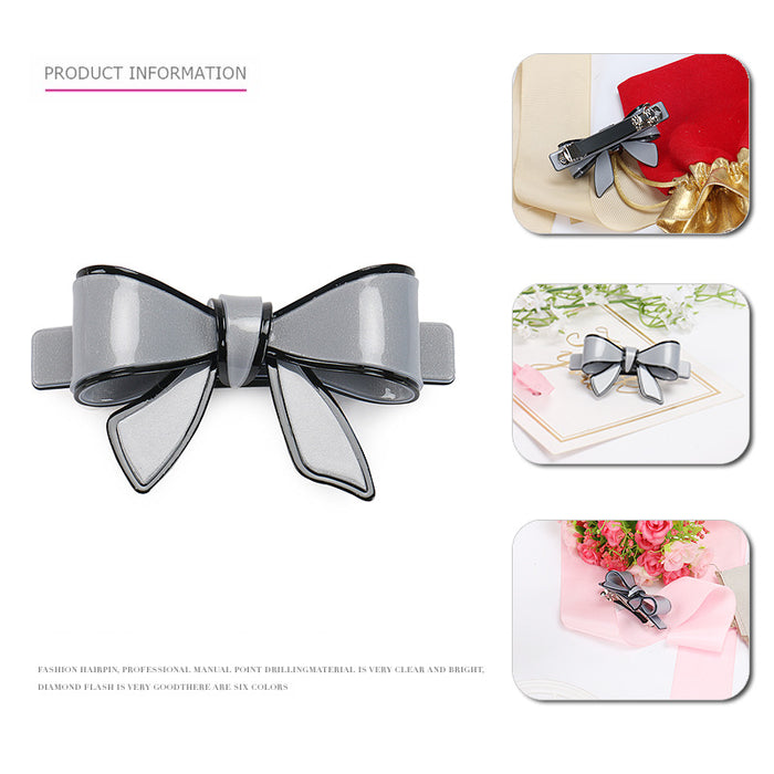 Wholesale Hair Clips Acrylic Bow Spring (F) JDC-HC-jinhe017