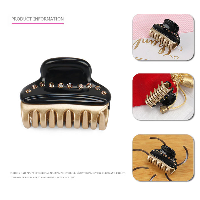 Wholesale Hair Clips Acrylic Medium Single Row Diamond Vendome Gold MOQ≥2 (F) JDC-HC-jinhe001