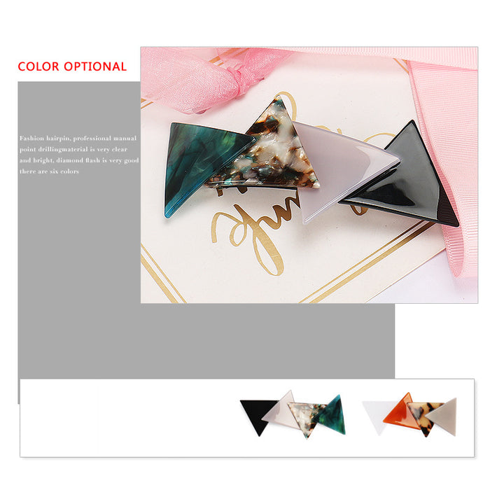 Wholesale Hair Clips Acetate Sheets Geometric Triangles Color-blocking Marbles JDC-HC-jinhe014