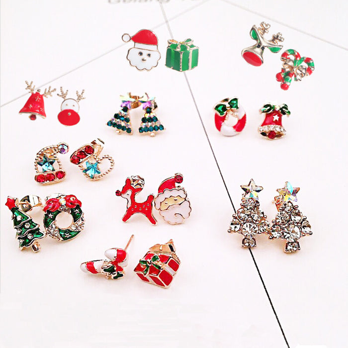 Wholesale Earrings Alloy Enamel Christmas Elk Snowman JDC-ES-MDD067