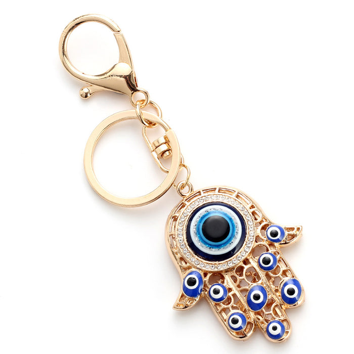 Wholesale Hand of Fatima Devil's Eye Metal Keychain MOQ≥2 JDC-KC-Baiding006