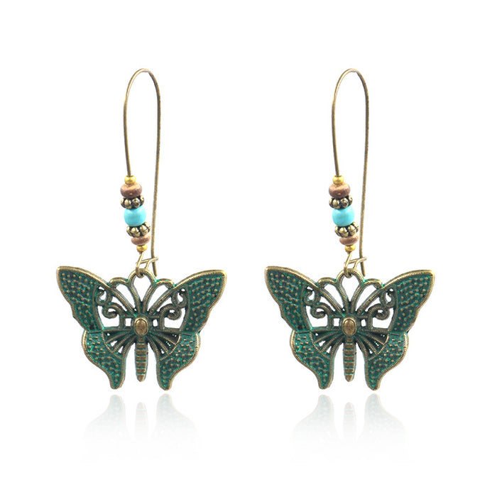 Wholesale Earrings Alloy Hollow Long Butterfly Earrings JDC-ES-Yuhong009