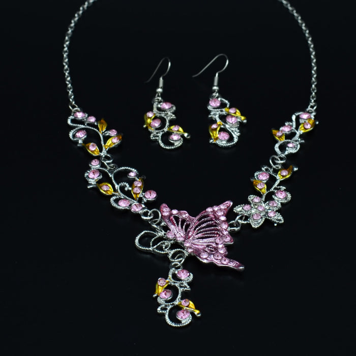Wholesale Butterfly Alloy Necklace Earrings Set JDC-NE-LvXin001