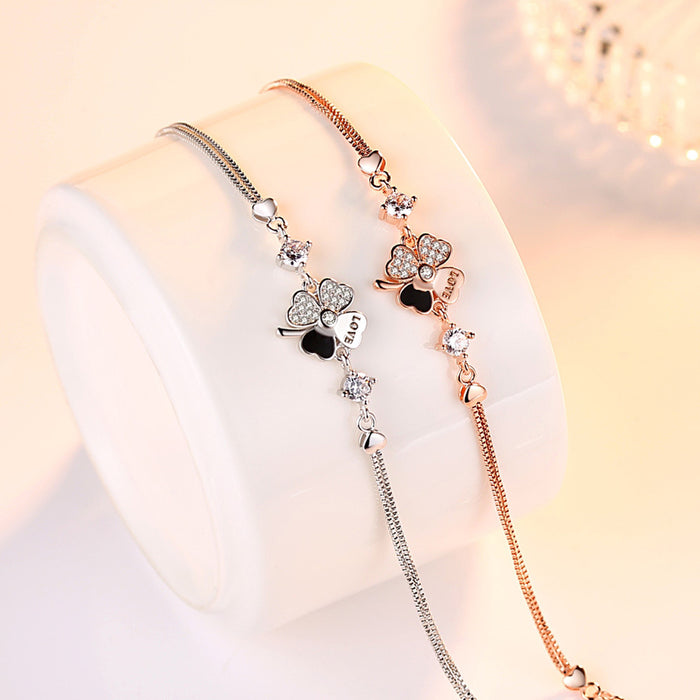 Wholesale Lucky Clover Bracelet Silver Plated Jewelry JDC-BT-WeiH002
