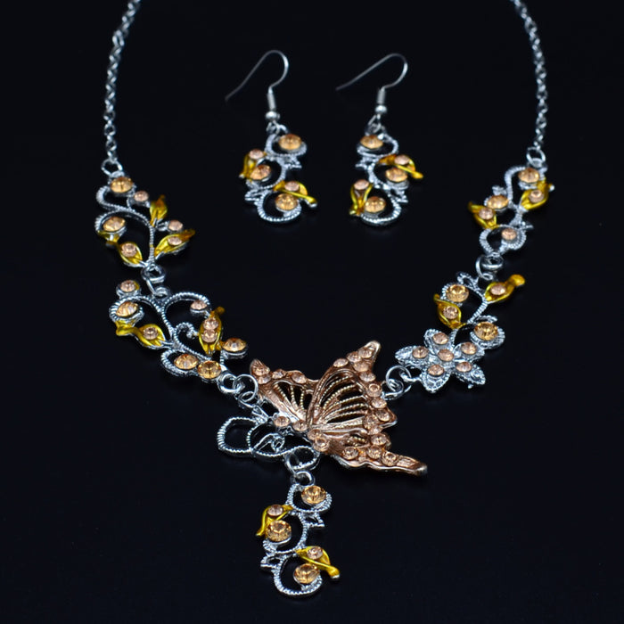 Wholesale Butterfly Alloy Necklace Earrings Set JDC-NE-LvXin001