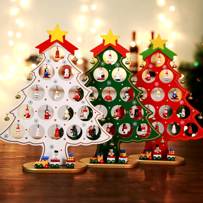 Wholesale Decorative Christmas Monolithic Wooden Small DIY Mini Christmas Tree JDC-DCN-QinB004